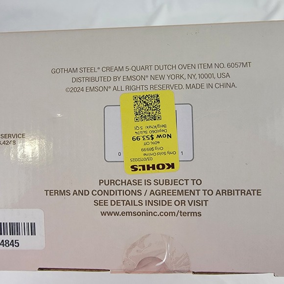 Gotham Steel 5 Quart Dutch Oven with Lid Cream Induction Base PFAO FREE 6057MT - Picture 3 of 3